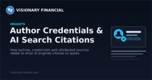Author byline card with a verified credential seal, illustrating author credentials and AI search citations